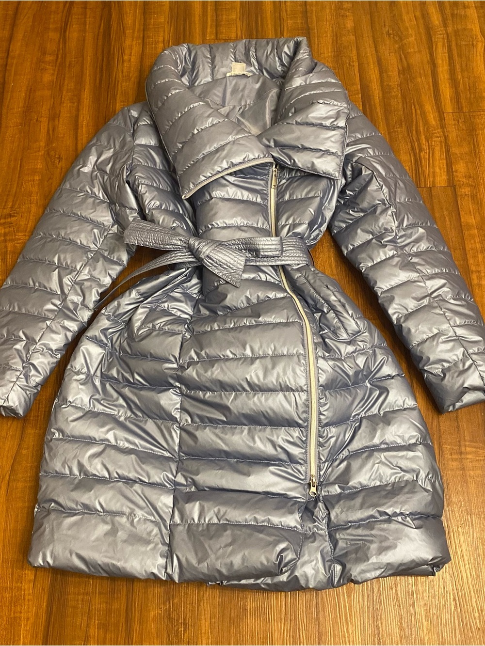 VENUS Ice Blue Quilted Belted Puffer Coat